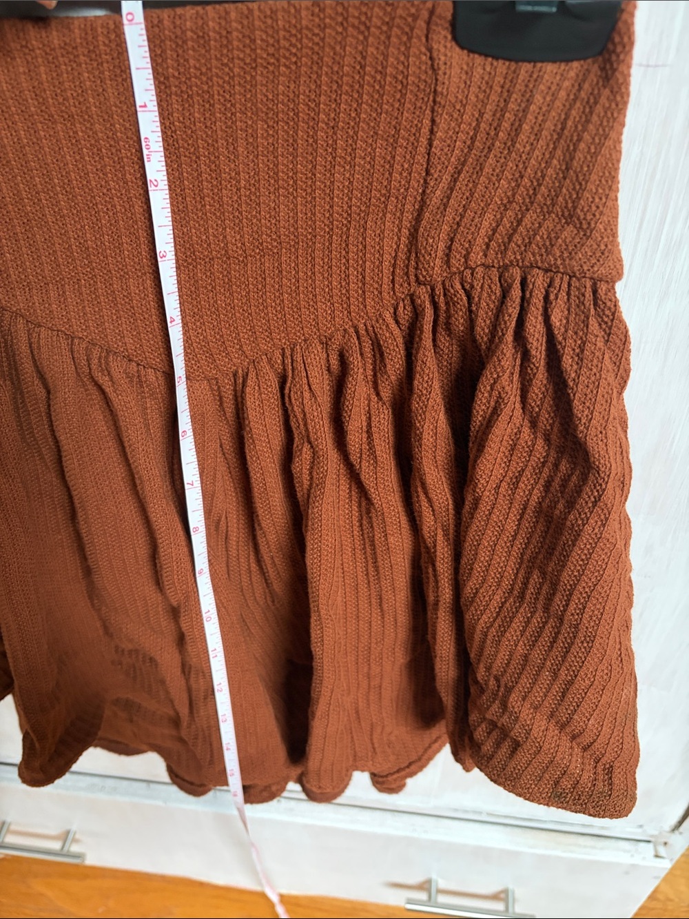 Free People Women's Rust Brown Tiered Mini Skort - Picture 7 of 8